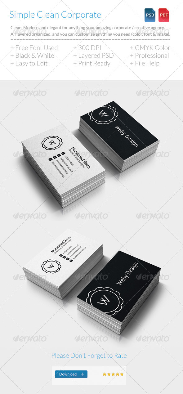 Simple Clean Corporate Business Card V2 - Corporate Business Cards