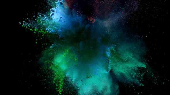 Super Slowmotion Shot of Color Powder Explosion Isolated on Black Background at 1000Fps alt