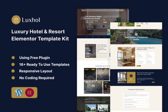 Luxhol – Luxury Resort & Hotel Booking Elementor Template Kit