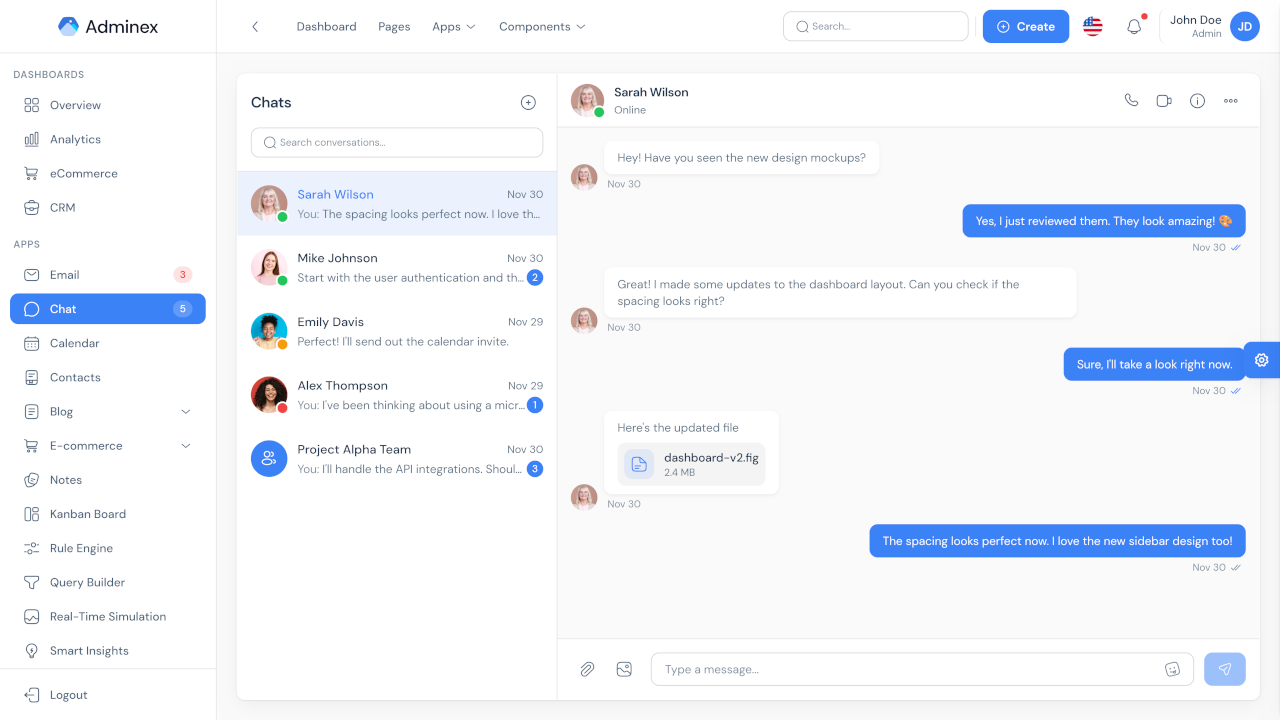 Adminex – React 19 & Tailwind CSS Admin Dashboard Template by devcraftify
