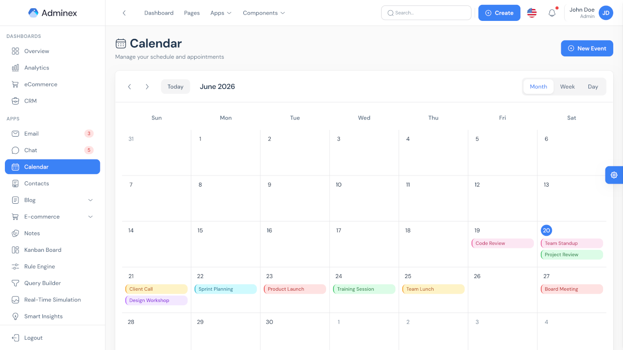 Adminex – React 19 & Tailwind CSS Admin Dashboard Template by devcraftify