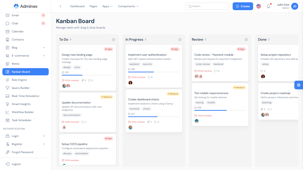 Adminex – React 19 & Tailwind CSS Admin Dashboard Template by devcraftify