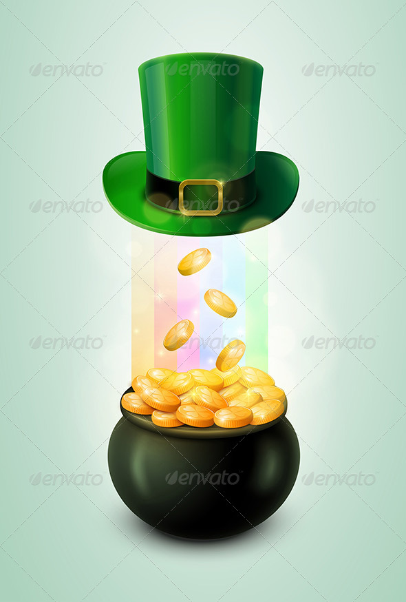 Pot of Gold and Green Leprechaun Hat - Seasons/Holidays Conceptual