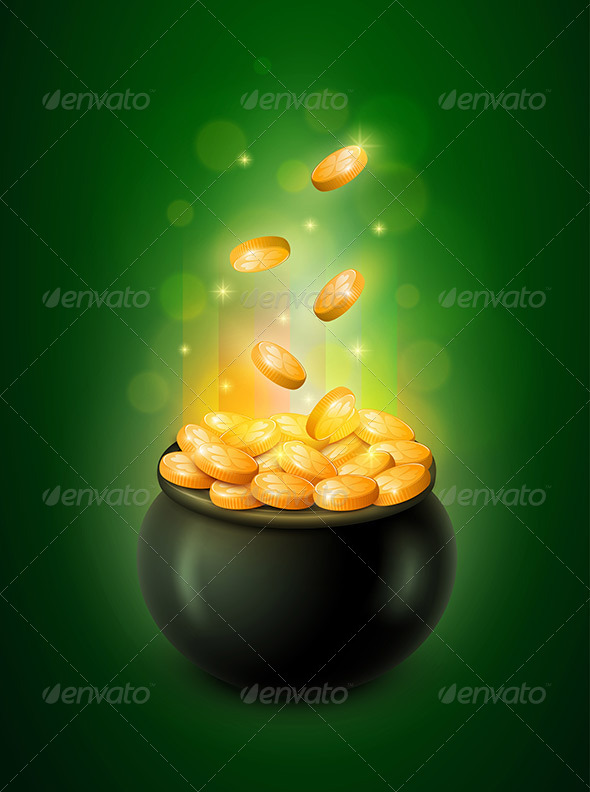 Pot of Gold and Green Leprechaun Hat - Seasons/Holidays Conceptual