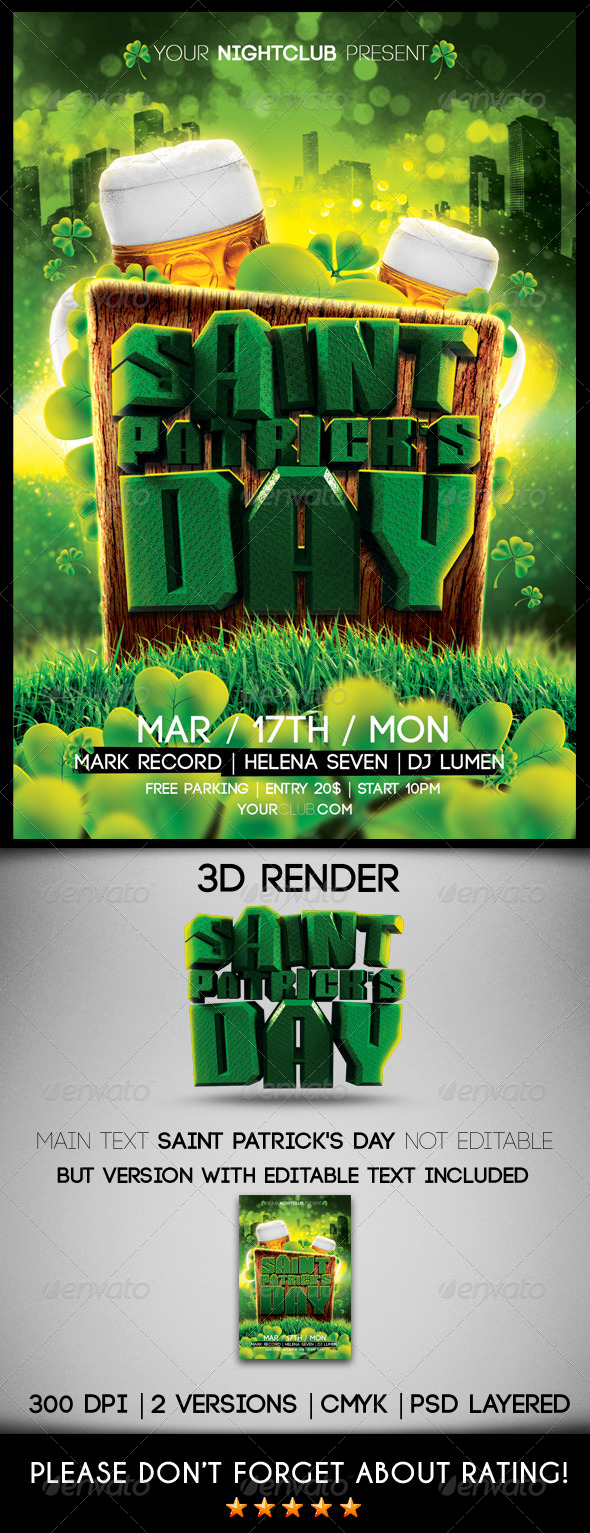 Saint Patrick's Day Flyer Template - Clubs & Parties Events
