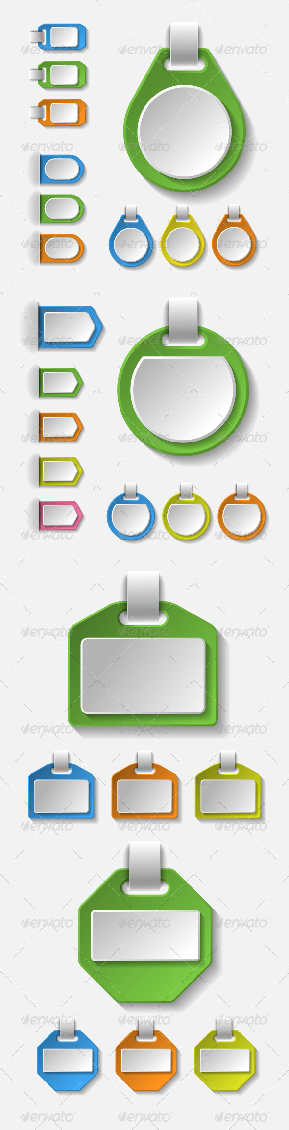 Set of Colorful Blank Badges, Tags and Banners - Web Elements Vectors
