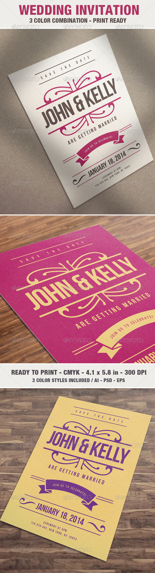 Elegant & Vintage Wedding Invitation / Card V3 - Weddings Cards & Invites