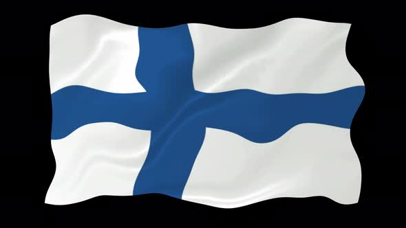 Republic Of Finland Waving Flag Animated Black Background