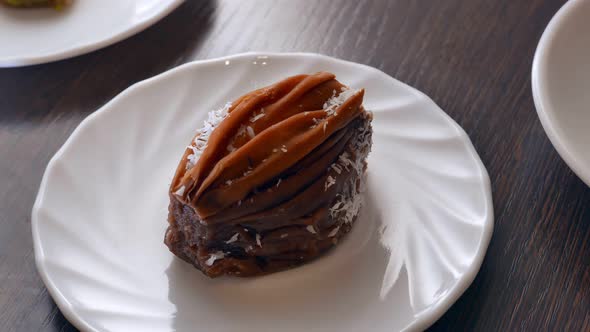 Beautiful Chocolate Dessert with Coconut Sweet Food