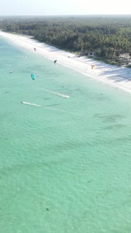 Tanzania  Vertical Video of the Ocean Near the Coast of Zanzibar Slow Motion alt