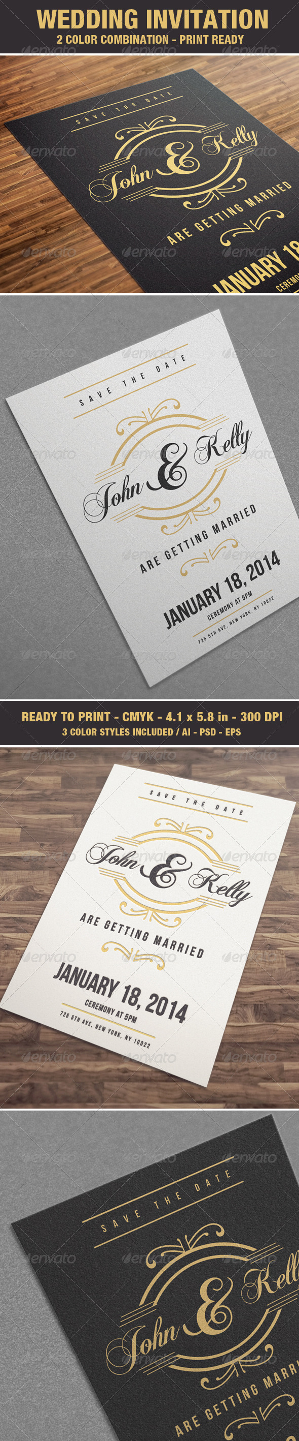 Elegant & Vintage Wedding Invitation / Card V4 - Weddings Cards & Invites
