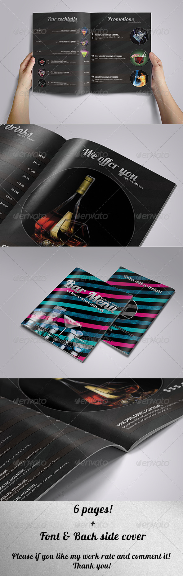 Bar Menu - Food Menus Print Templates