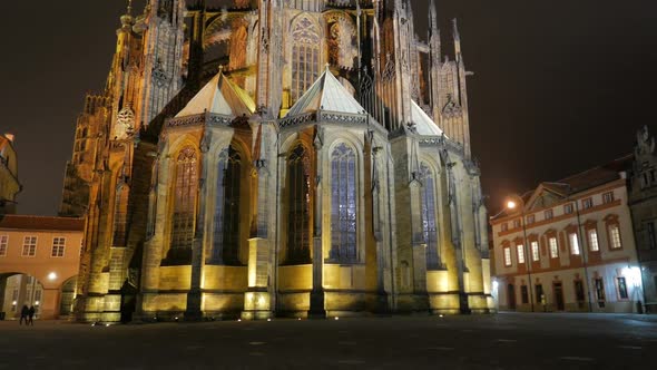 Approaching the St Vitus Cathedral at Night in Prague, Czech Republic (Czechia) alt