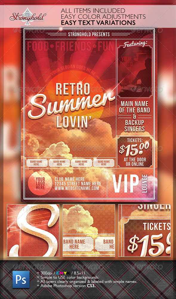 Summer Lovin' Retro Flyer Template - Flyers Print Templates