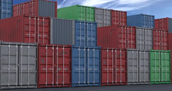 Stacks of Cargo Shipping Containers Seamless Loop, Motion Graphics