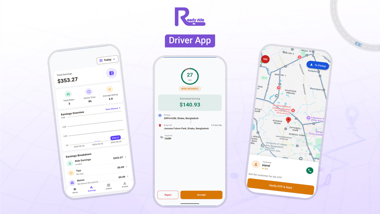 ReadyRide – Complete Ride Sharing Rider & Driver Mobile Apps with Web ...