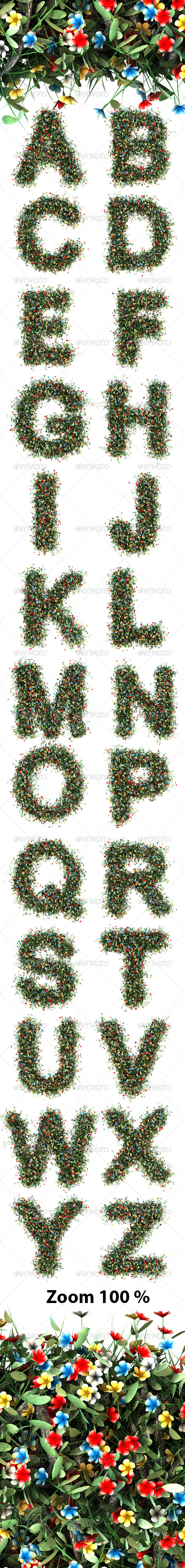 Flowers Field Alphabet - Text 3D Renders
