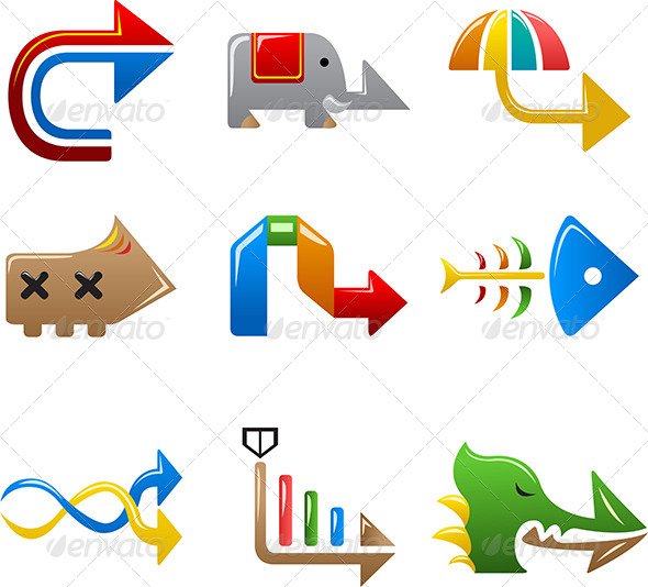 Colorful Arrow Signs - Decorative Vectors