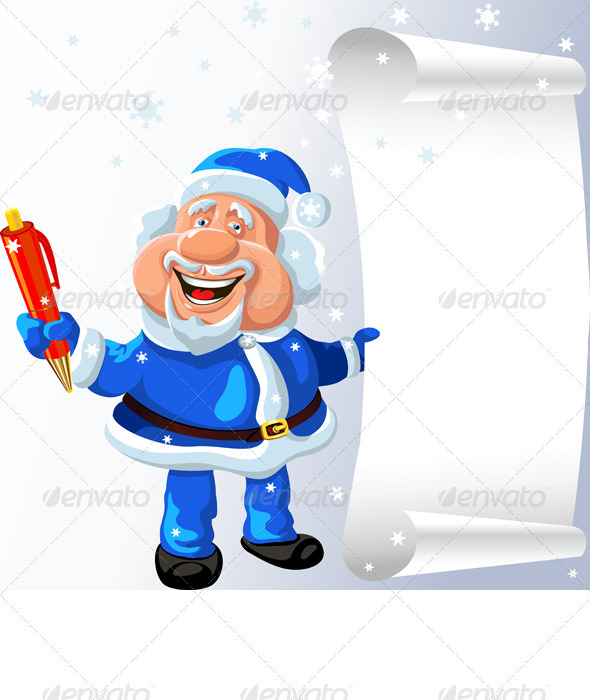 Santa Claus with a Pen and a Scroll
