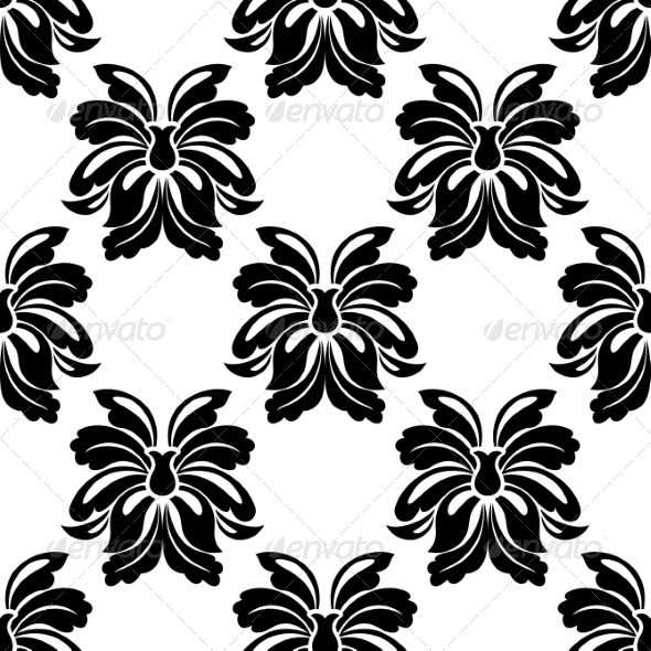 Seamless Floral Pattern in Black and White - Patterns Decorative