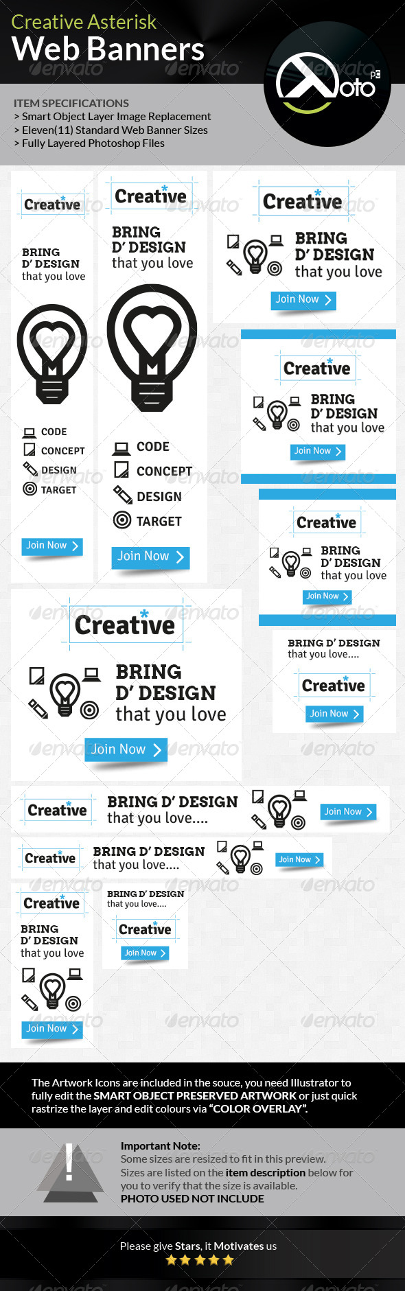 Creative Asterisk Web Banners - Sliders & Features Web Elements