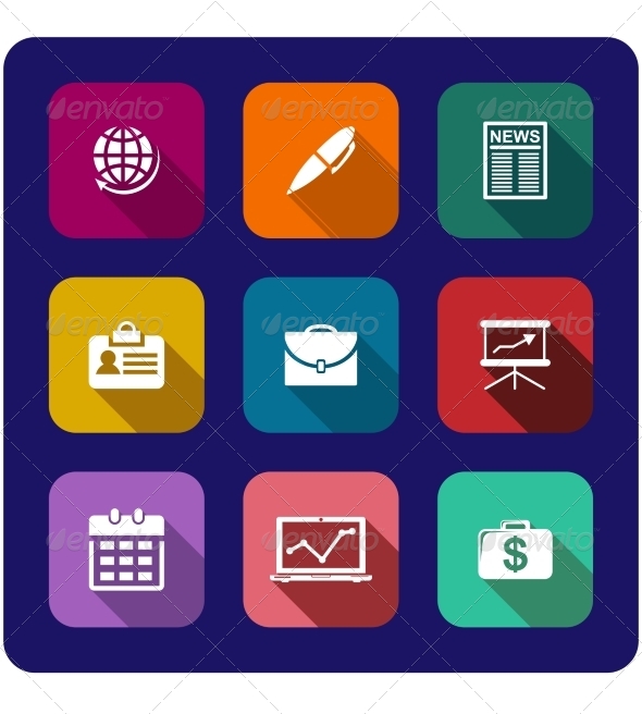 Set of Flat Business Icons - Media Technology