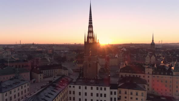 Stockholm, Sweden at Sunrise Aerial View