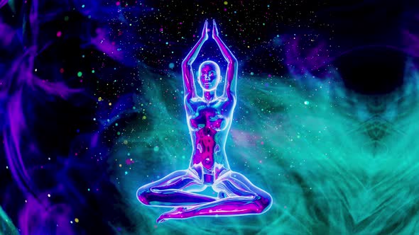 Yoga in the Lotus Position in Outer Space alt
