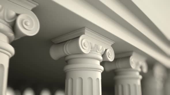 Focused view of classical Greek columns stacked in the array. Loopable. HD alt