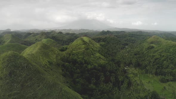 Aerial Mountains Rainforest View Asia Tropical Green Hill with Jungle at Rural Legazpi Philippines