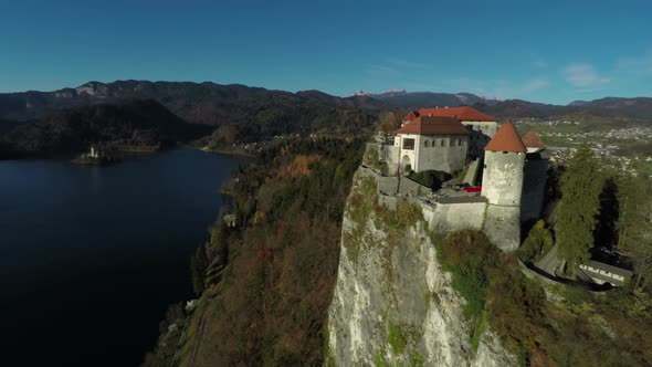 Aerial view of Bled castle