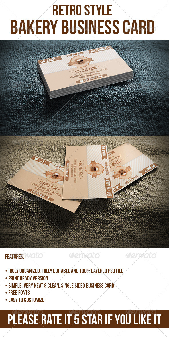 Retro Style Bakery Business Card - Retro/Vintage Business Cards