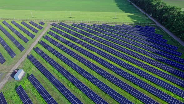 Drone Flight Over Solar Panels Field alt
