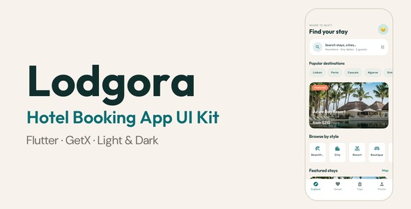 Lodgora | Flutter Hotel Booking App UI Kit