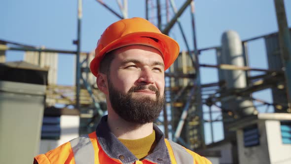 Satisfied Technical Person Engineer Inspecting Building Site Supervise Fieldwork alt