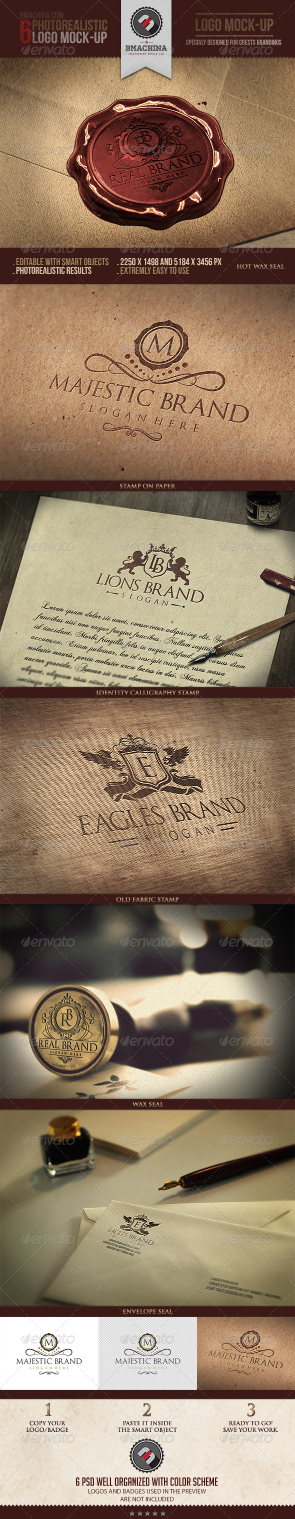 Photorealistic Crests Logo Mock-Ups - Logo Product Mock-Ups