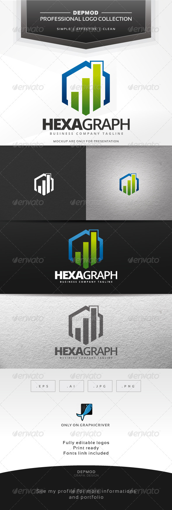 Hexa Graph Logo - Symbols Logo Templates