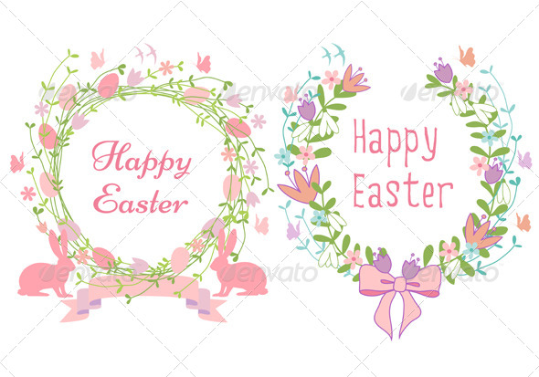 Happy Easter Floral Wreath Set - Seasons/Holidays Conceptual
