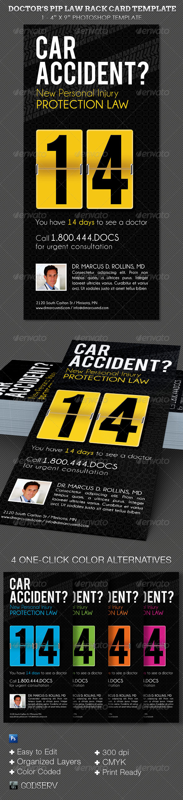 Doctors PIP Law Rack Card Template - Corporate Flyers