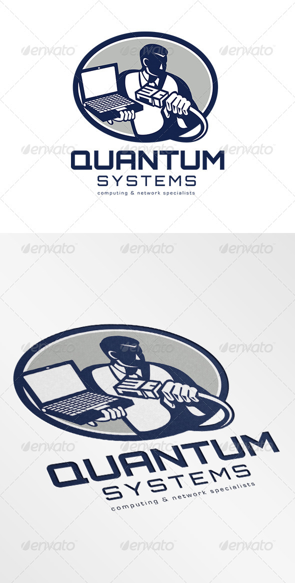 Quantum Systems Computing Networking Specialist Lo - Humans Logo Templates