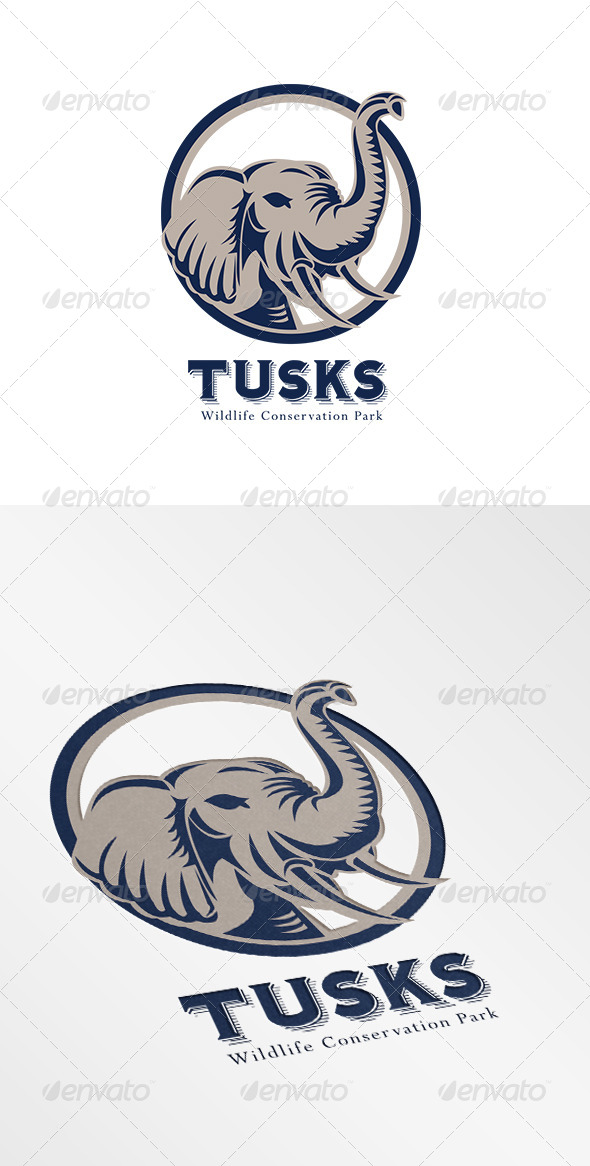 Tusk Elephant Head Logo - Animals Logo Templates