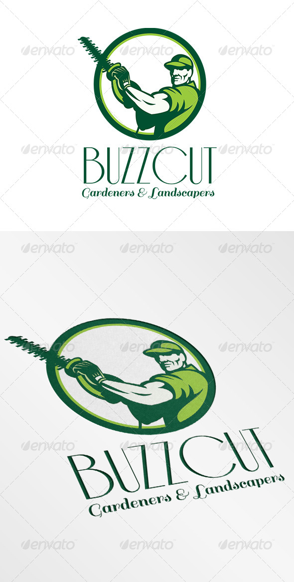 Buzz Cut Gardeners and Landscapers Logo - Humans Logo Templates