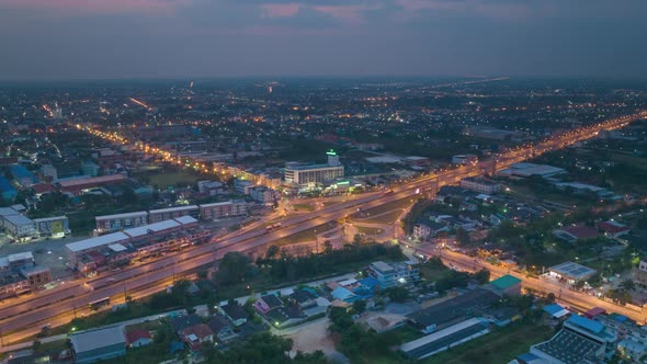 Aerial view of traffic on the main road