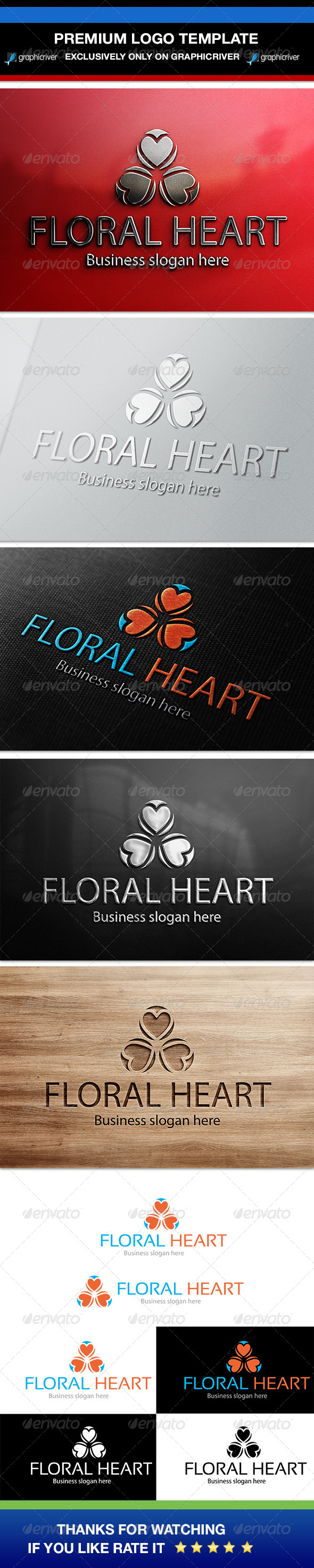 Floral Heart Logo Template - Symbols Logo Templates