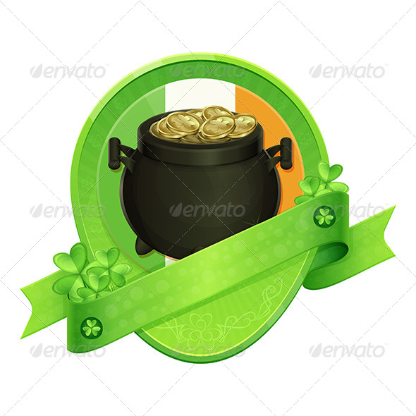 Sticker Pot of Gold Saint Patrick's Day - Decorative Vectors