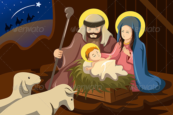 Joseph, Mary and Baby Jesus - Religion Conceptual