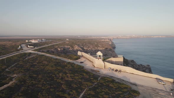 Walled Fortress of Beliche. Scenic aerial view of coastal Sagres, Algarve. alt