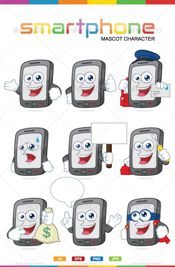 Smartphone Mascot Character - Characters Vectors