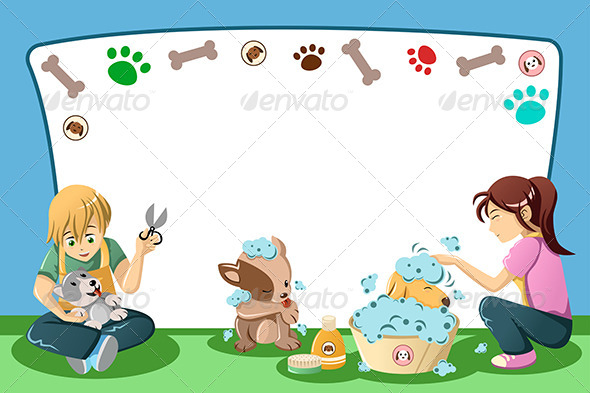 Pets Grooming Advertisement - Decorative Vectors