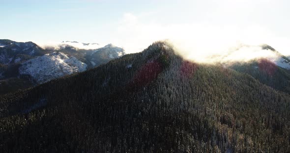 Aerial View Of Winter Landscape Changing Temperatures From Hot To Cold Resulting In Cloud Formation alt